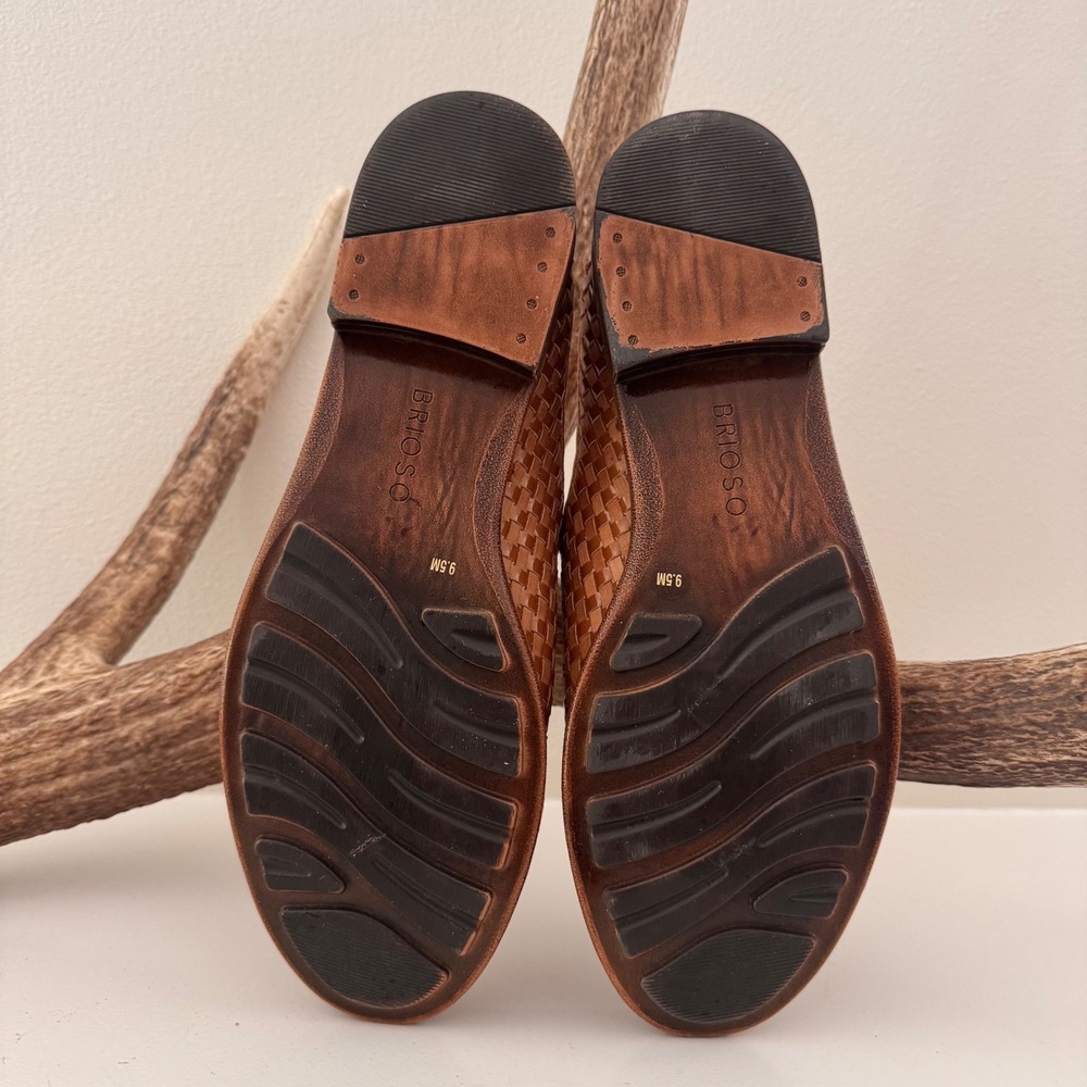 Brioso Fern Woven Leather Women's Mules Tan Brown Slip On Shoes Size 9.5M Brazil - Picture 5 of 8